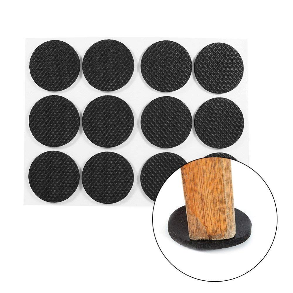 RED FEATHER Self Adhesive Anti Slip Rubber Pads for Furniture Legs Floor Scratch Protection (Diameter 1.8cms, Round Shape, Black Color) - 32 pcs