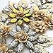 19 * 38cm 3D Colorful Flower Mesh Embroidered Rhinestone Lace Beaded Applique with Sequins DIY Lace Fabric Trim for Clothes Accessories Hardware (Yellow)