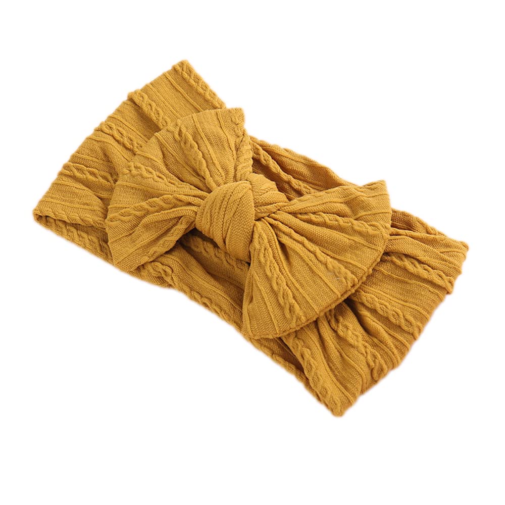 Anevous 1 x Baby Turban Headband, Baby Nylon Headbands, Soft Bow Headwear, Elastic Hair Bands for Newborns, Toddlers, Dark Yellow โ image 1