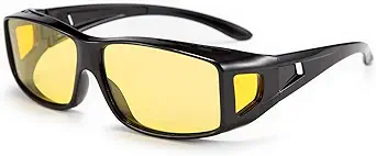 FEISEDY Night Driving Fit Over Glasses Sunglasses for Men Women,Polarized Wrap Around Yellow Sunglasses UV400 B2593