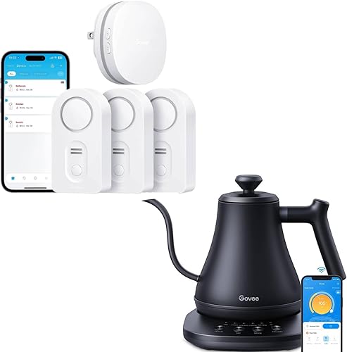 Govee Paquete de 3 sensores de agua WiFi con hervidor eléctrico inteligente Govee