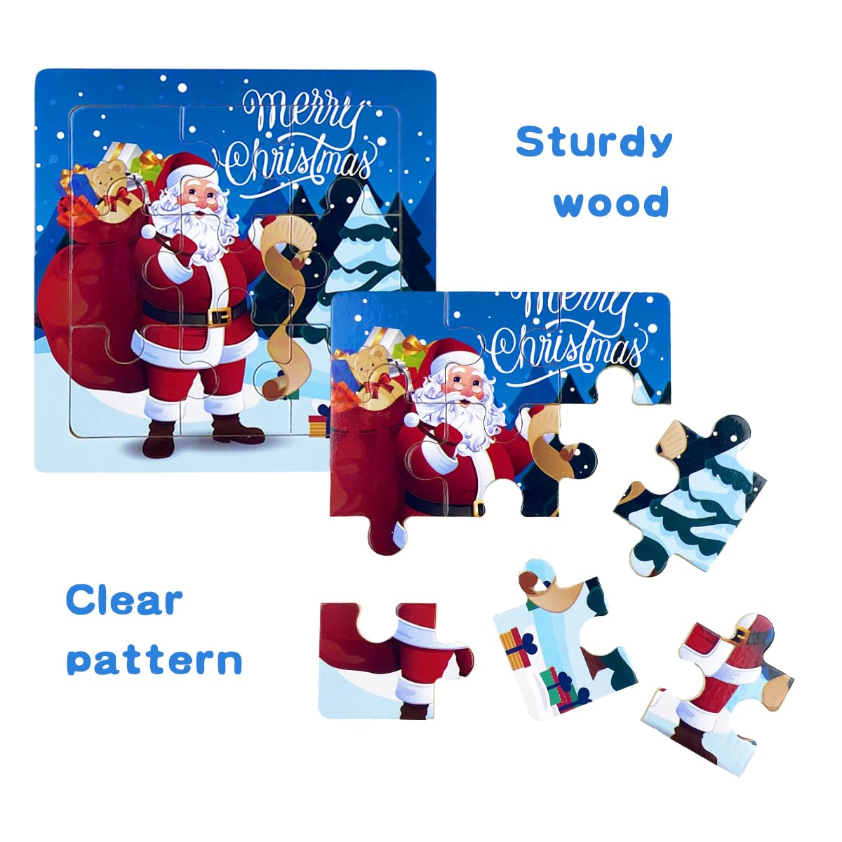 Amazon.com: Anditoy 8 Pack Christmas 9 Pieces Wooden Puzzles for