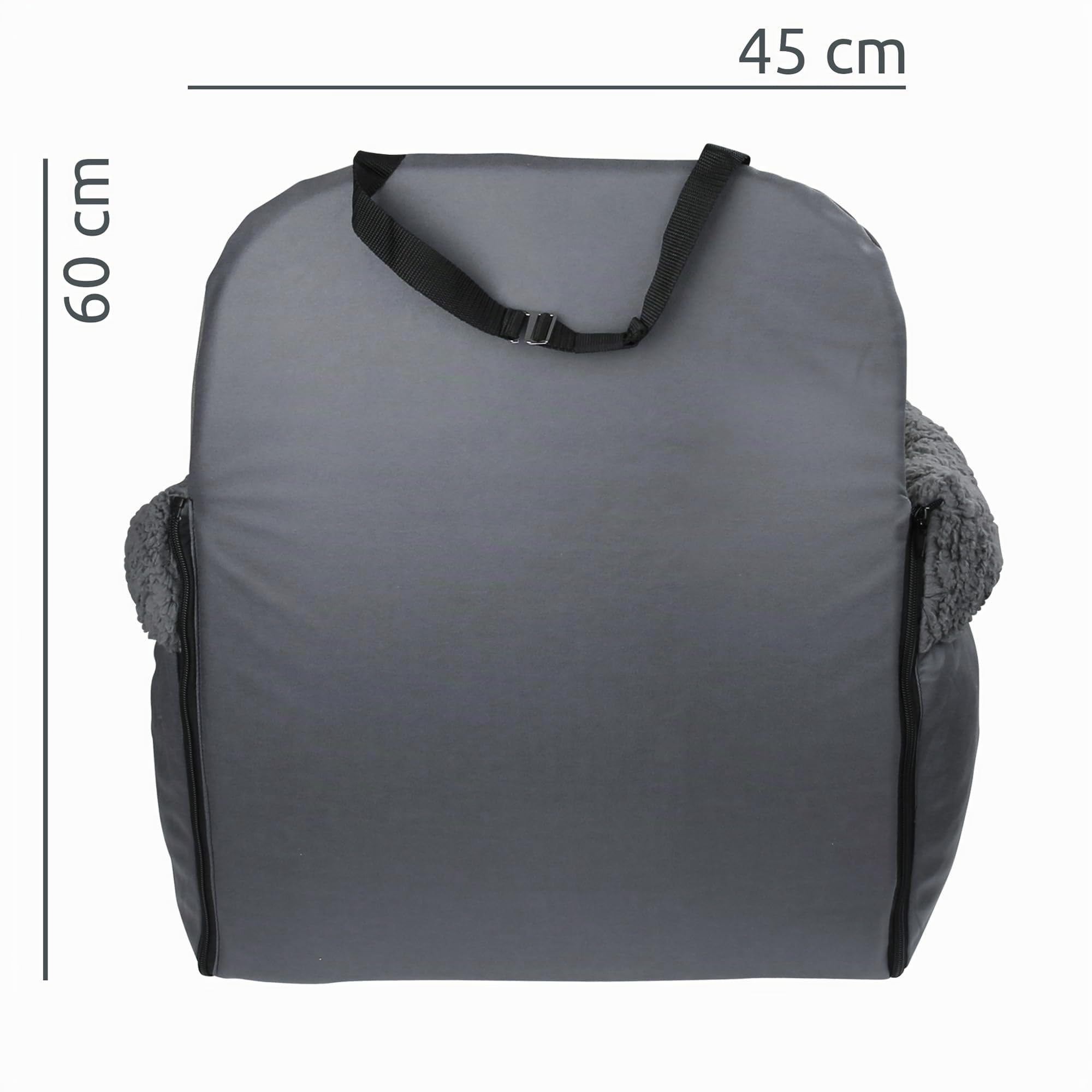 your GEAR Frontera Hundeautositz 60x53 cm – Auto Hundebett Auto mit Memory Foam & Sicherheitsgurt – Waschbarer Teddy-Stoff Hundekorb für Kleine & Mittlere Hunde – Rücksitz & Vordersitz
