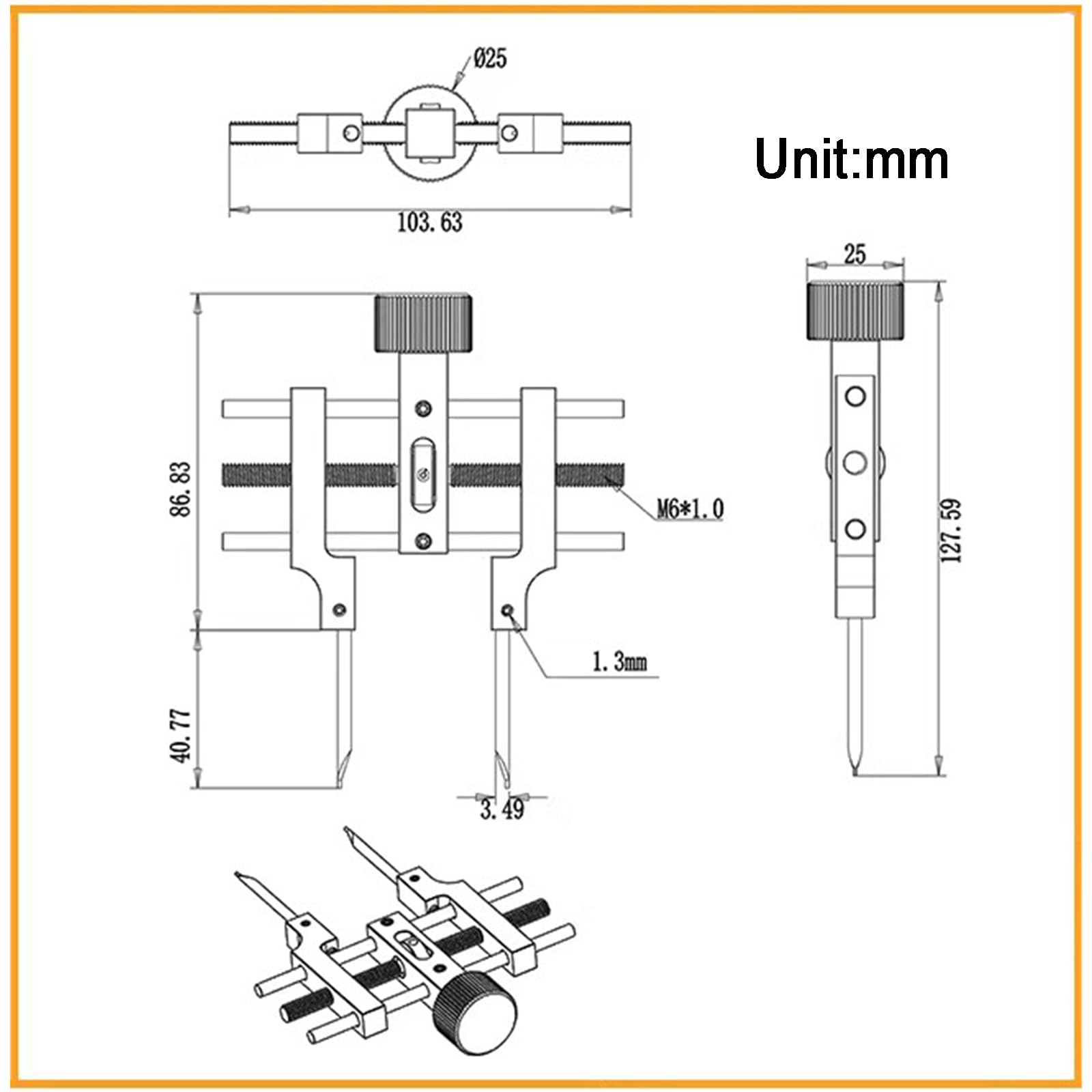 Zweiseitiges Werkzeug für Sprengringe/Optische Halteringe – mit automatischer Zentrierung und einem Spannbereich von 3,0 mm bis 76,2 mm für optische Labore