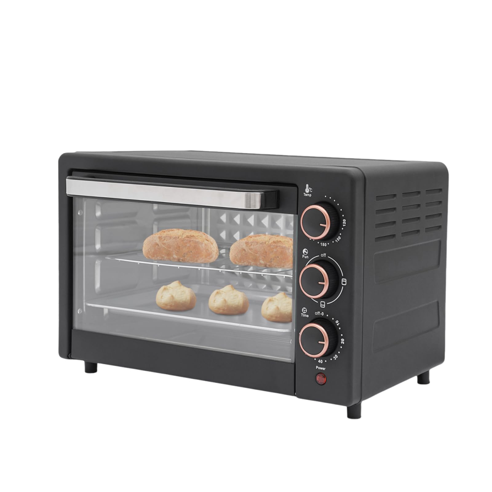 Mini piekarnik elektryczny, 22 l, 1000 W, mini piekarnik do pizzy, 120°C-250°C, timer 60 min, mini piekarnik z blachą do pieczenia i rusztem do grillowania do małych kuchni i na kemping