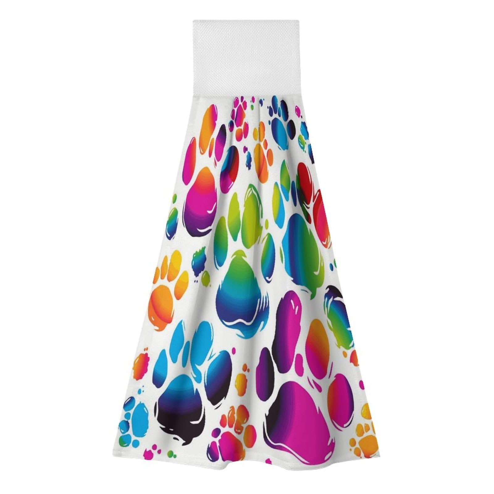 LZQPOEAS Colorful Dog Paw Print Hand Towel Reusable Polyester Towel Quick Dry Microfiber Washcloths, Reusable Lint Free Cleaning Towels for Bathroom Kitchen Hotel Spa Home Daily Use