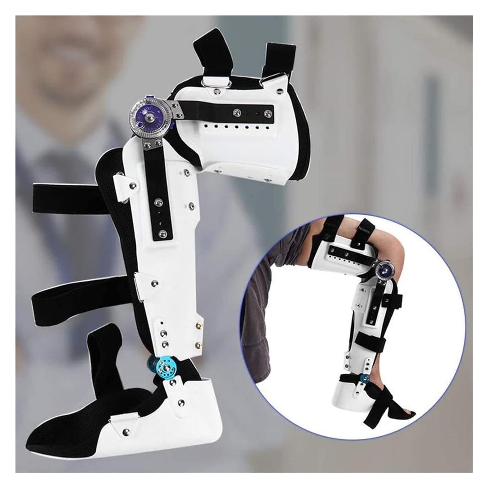 Rodillera Rígida Ajustable - Inmovilizador Ortopédico Médico para Muslo, Rodilla y Tobillo | Transpirable | Postoperatorio y Lesiones Deportivas