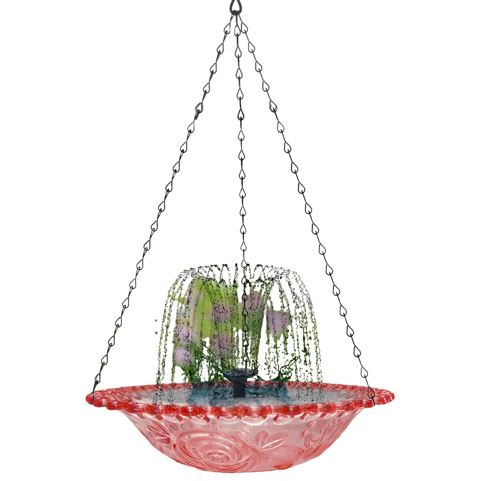 Bain d'oiseaux solaire pour balcon et cour ombragée de verdure