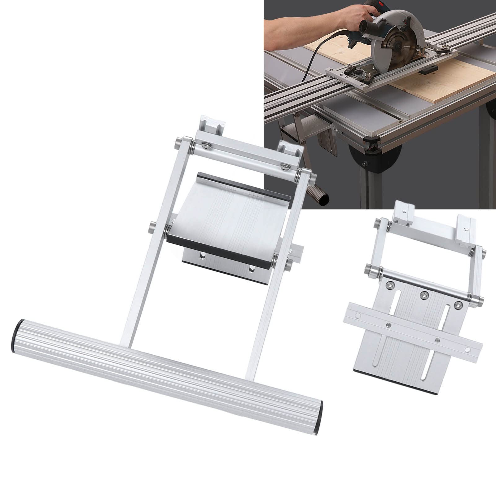 Riel de Guía de Elevación de Sierra Circular, Ajuste de Altura Sistema de Elevación de Riel de Guía de Aleación de Aluminio Accesorios de Carpintería para Corte de Paneles de Carpintería
