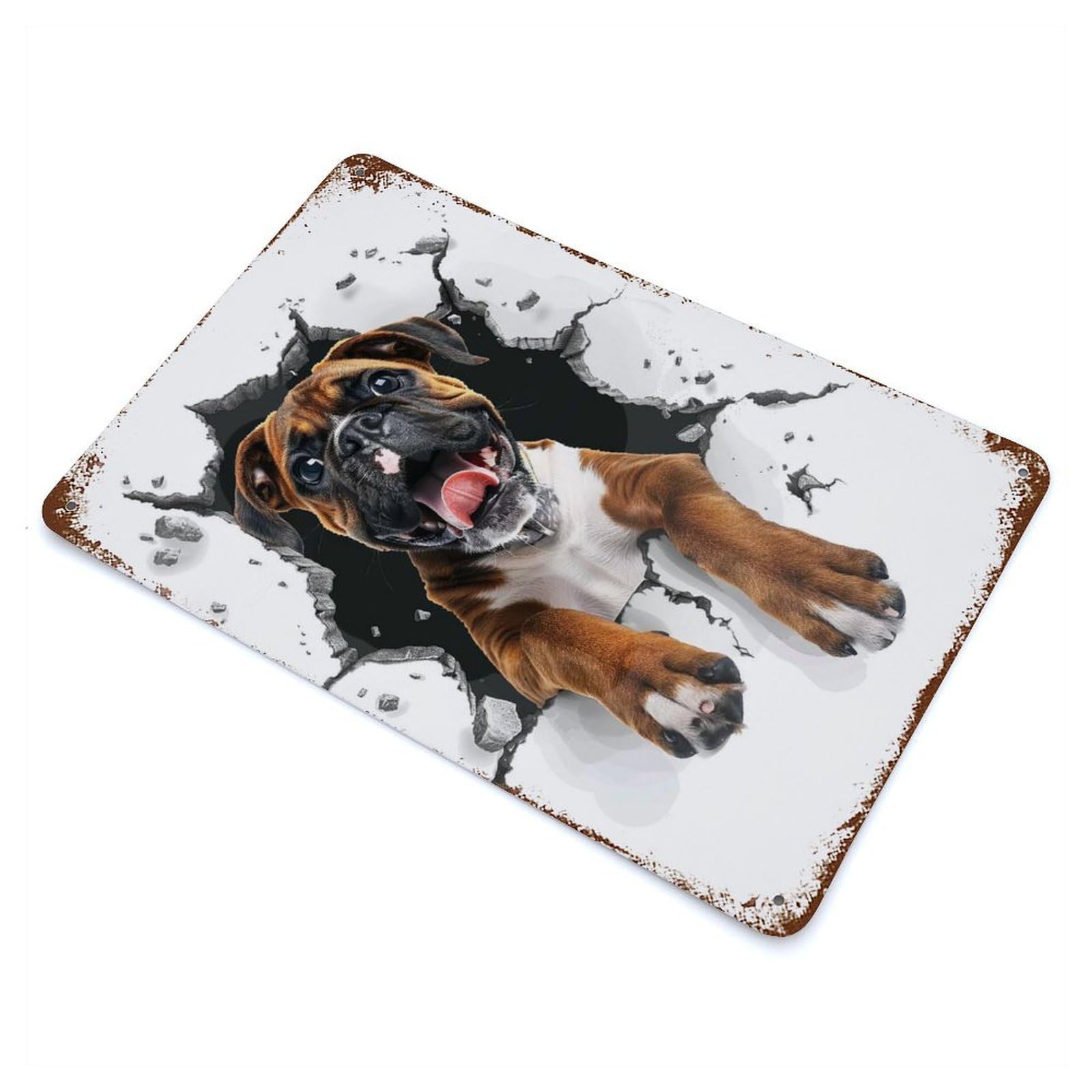 Garage Style Boxer Weathered Tin Sign 11.8"x7.9", Classic Wall Plaque for Bar And Workshop