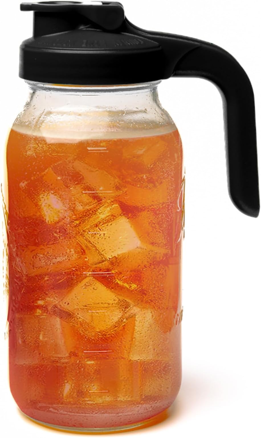 County Line Kitchen Glass Mason Jar Pitcher with Lid - Wide Mouth, 2 Quart (64 oz) - Heavy Duty, Leak Proof - Sun & Iced Tea Pitcher, Cold Brew Coffee, Breast Milk Storage, Water - Black