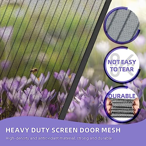 Image of Magnetic Screen Door, Self Sealing Screen Door, Heavy Duty Door Screen Magnetic Closure Keep Bugs Out, Retractable Screen Door Mesh - Pet and Kid Friendly, Hands Free Door Screen 35 inch x 82 inch