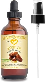 4oz Jojoba Oil, 100% Pure and Natural, Unrefined, Organic, Golden Oil Moisturizer for Skin and Hair - Includes Pump & Dropper