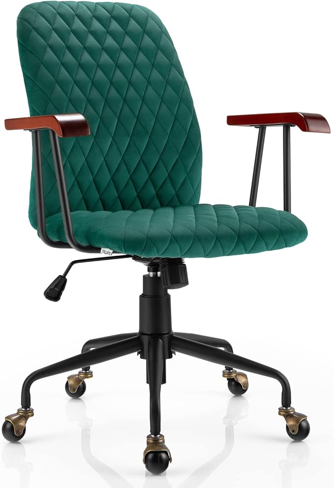 Amazon.com: Giantex Home Office Desk Chair Green, Vintage Adjustable ...