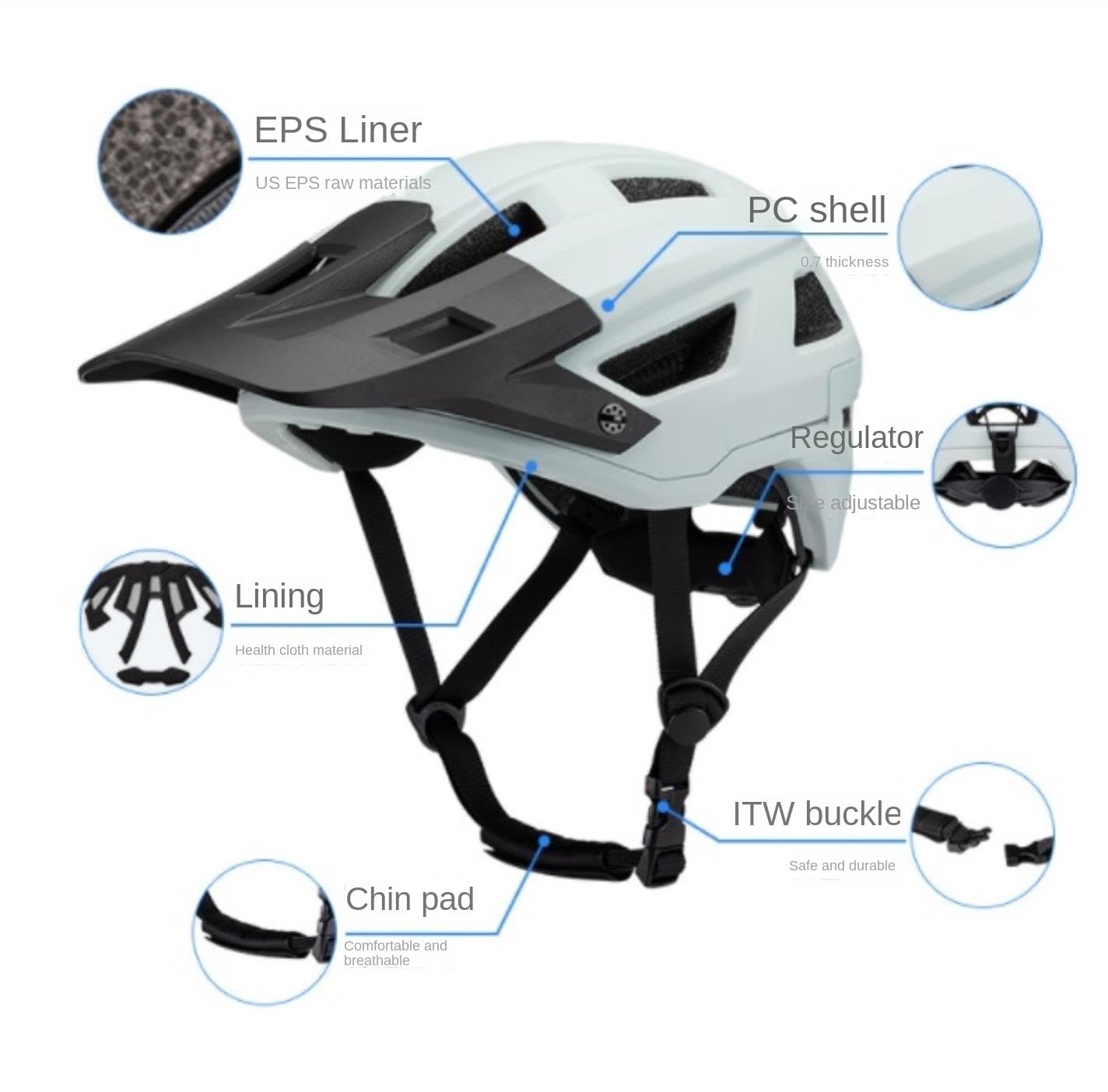 Fahrradhelm Mountainbike-Helm, Leichter, Verstellbarer Fahrradhelm, Geeignet Für Radfahren Im Freien Fahrrad Helm(Blue) Sport & Freizeit