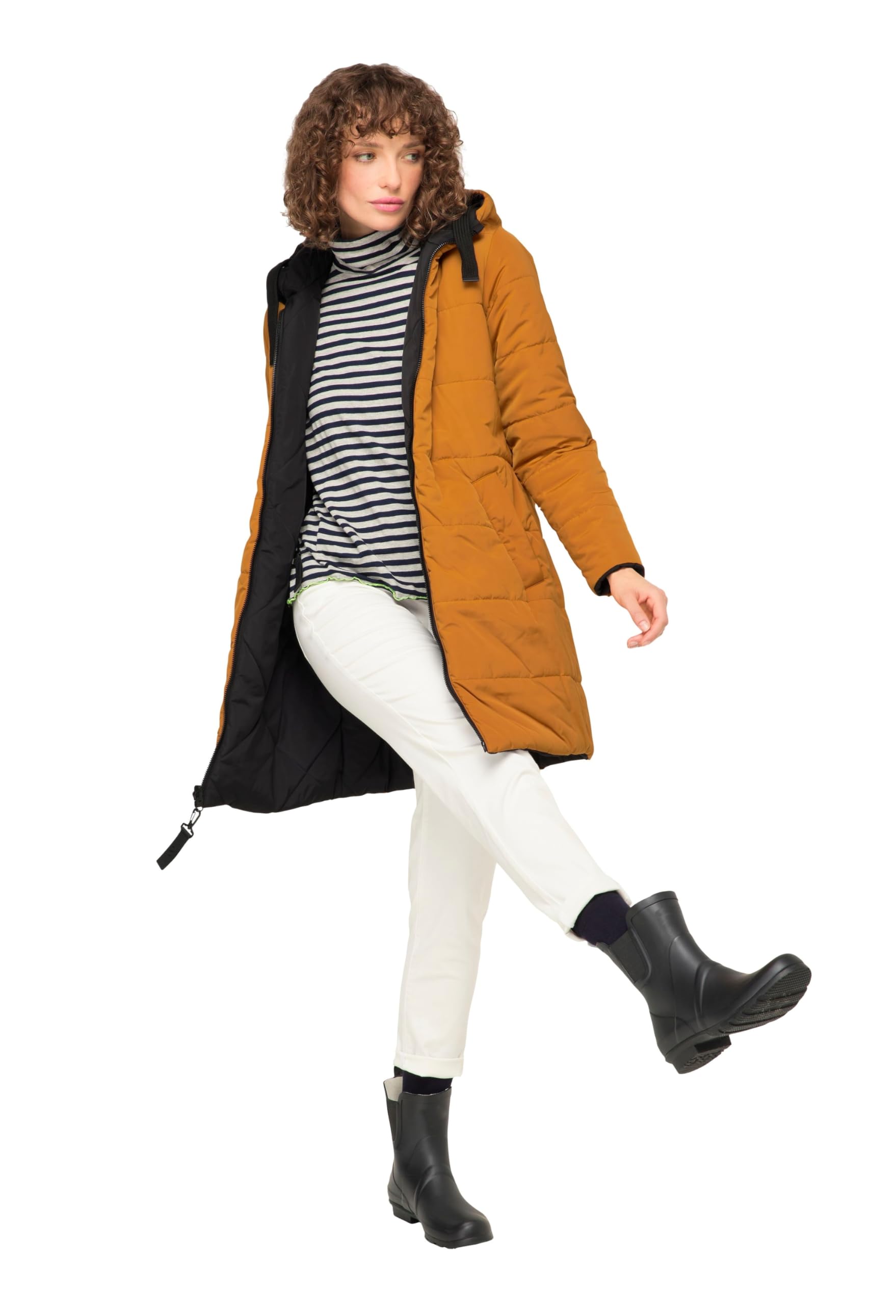 Laurasøn Wende Long-Steppjacke, Kapuze, 2-Wege-Zipper, Daunenoptik-Wattierung, fällt Kleiner aus 820590