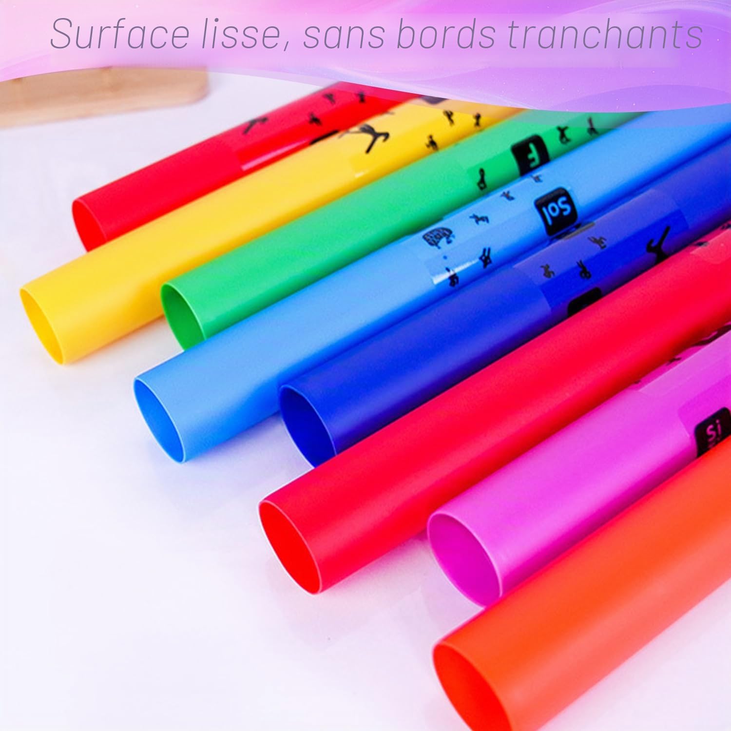 Ensemble de 8 Tubes de Percussion Musicale avec Capuchons de Percussion, Instruments de Musique, Kit de Tubes Sonores Musicaux pour Parc, École, Famille Performances Collectives (Sans Corde)