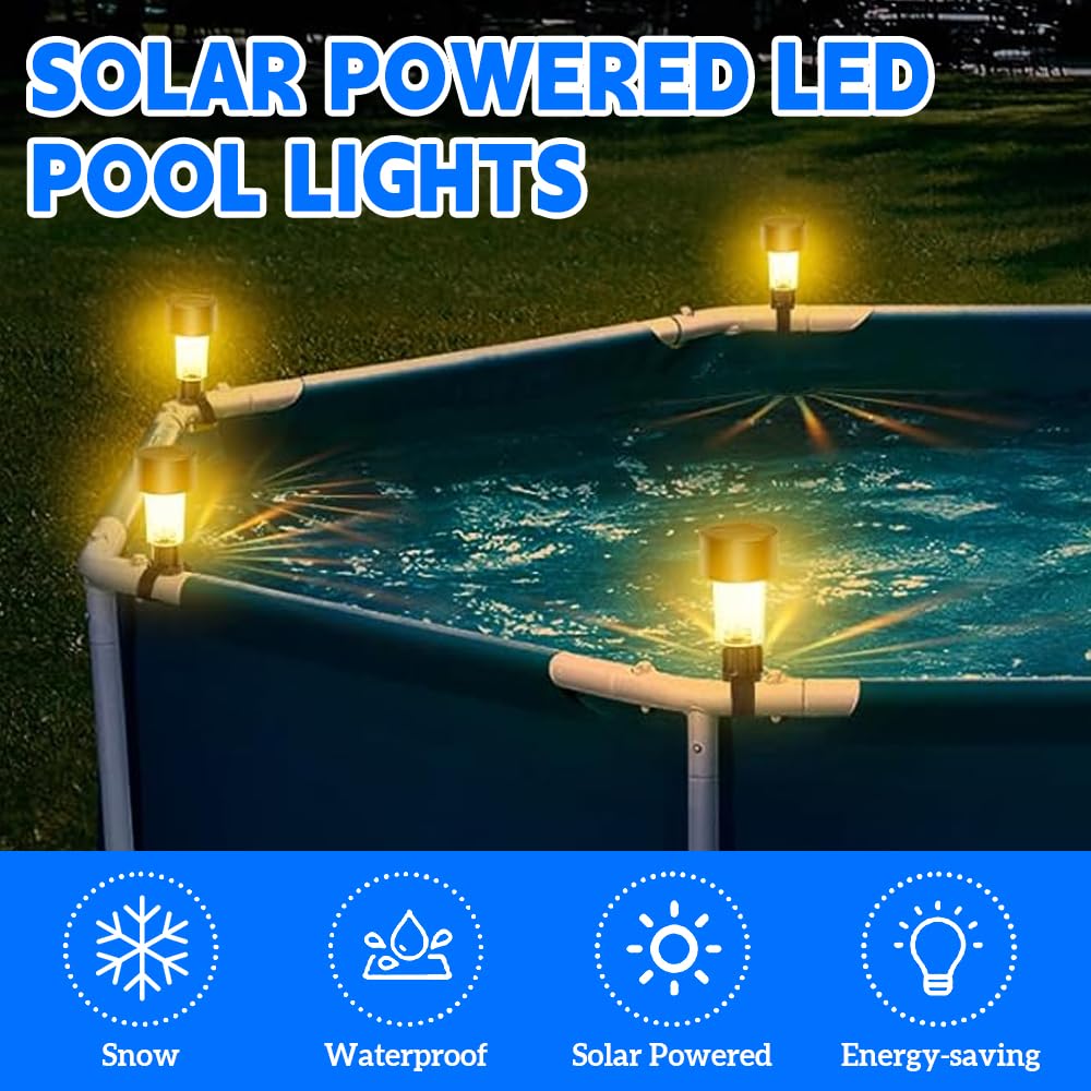 Luces Piscina, 8PCS Lámpara Solar de Jardín, IP65 Impermeable Luces Para Piscina, Luces Solares LED Exterior Jardin,Accesorios de Piscina,para Jardín, Patio, Calzada, Piscina y Camping