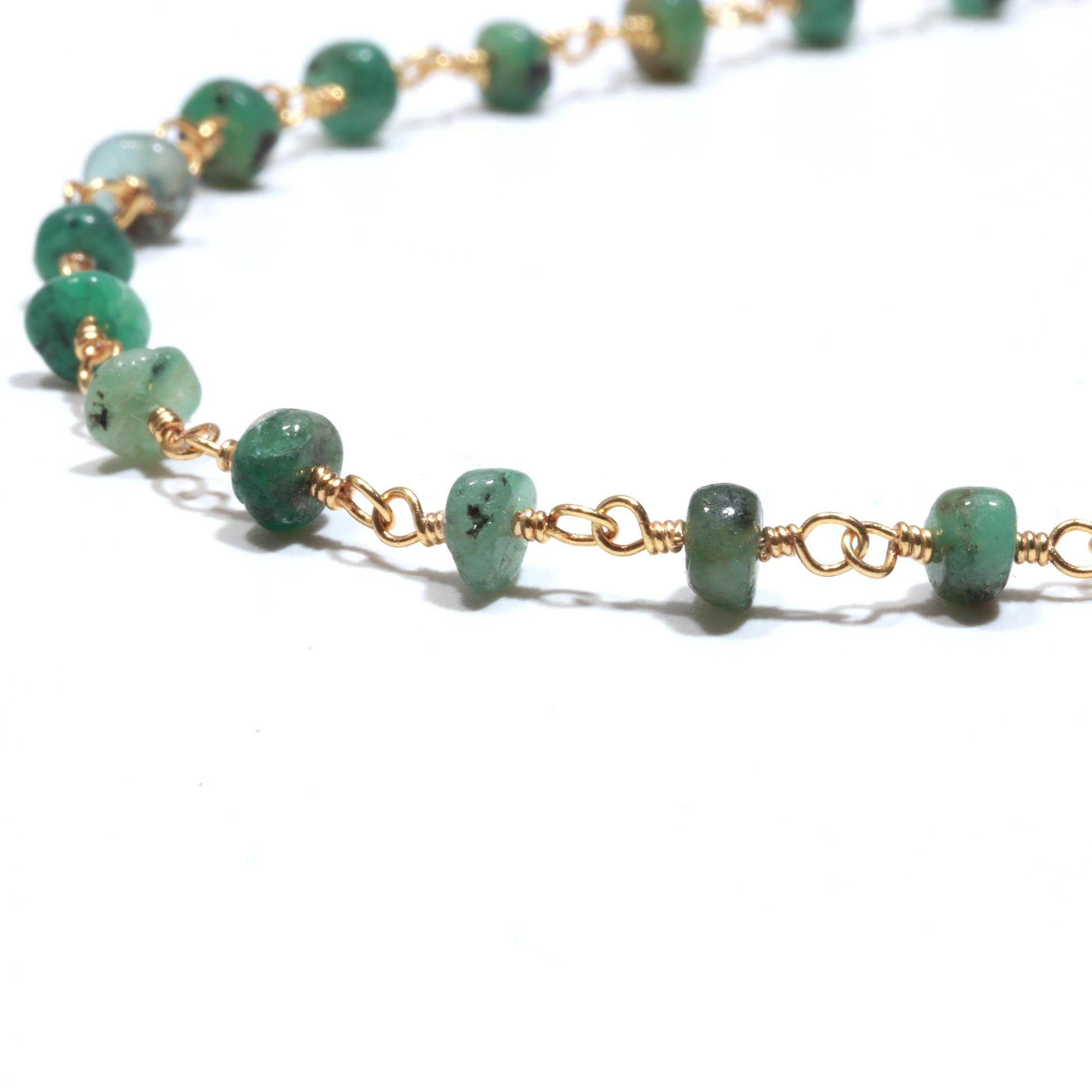 Amazon.com: RARE GEMSTONE | Natural Emerald Gemstone Rosary Chain 