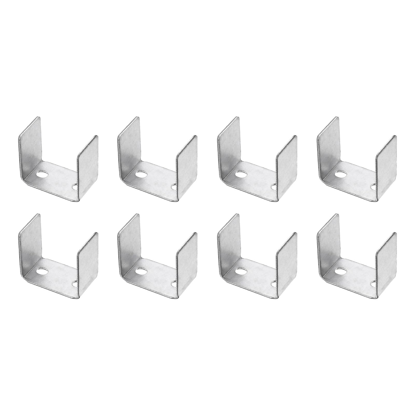 sourcing map 8 Pcs U Bracket for 1.65" Panels, 27 x 46 x 41mm Metal U Shaped Fasteners Brackets for Guardrail or Partitions Connection, Silver