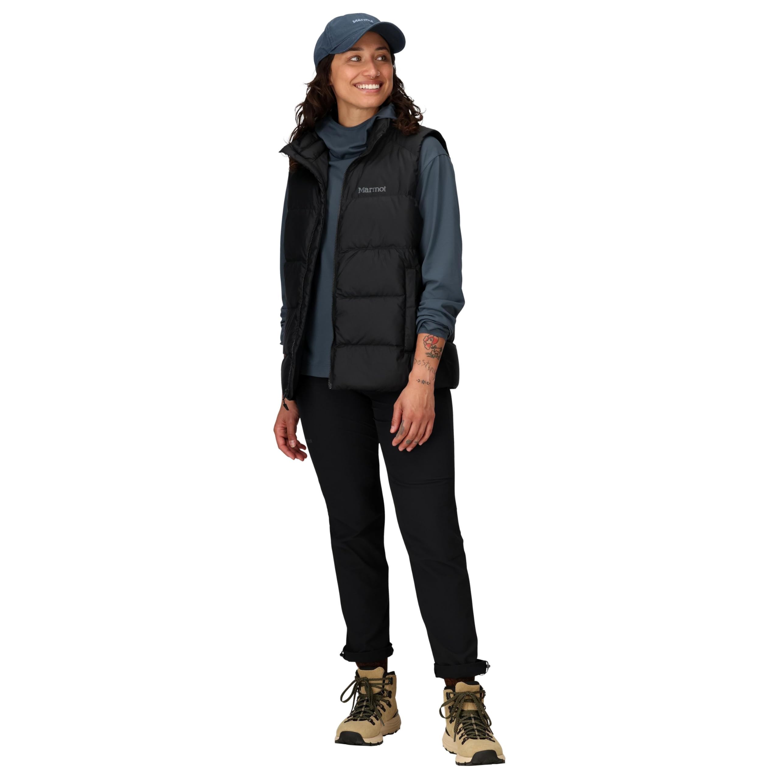 Marmot Kobiety Wm'S Guides Down Vest, Lekka Kamizelka Puchowa, Ciepła Zimowa Kurtka Puchowa, Wodoodporny Pikowany Płaszcz, Black, XL