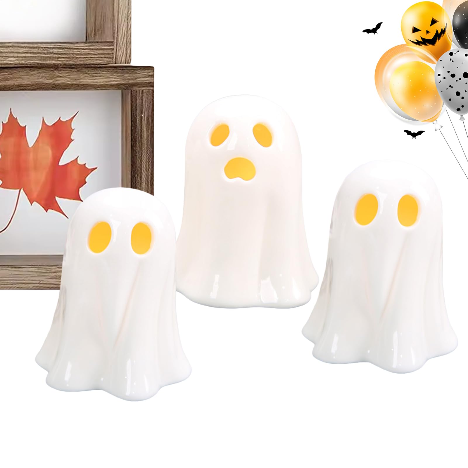 Fantôme Lumineux Décoratif pour Cheminée et Rebord de Fenêtre d'Halloween