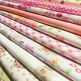 flic-flac 20 x 20 inches (51cmx51cm) Fat Quarter Natural Cotton Quilting Fabric Thick Craft Printed Fabric High Density Bundle Squares Patchwork Lint DIY Sewing (15pcs, Pattern B)