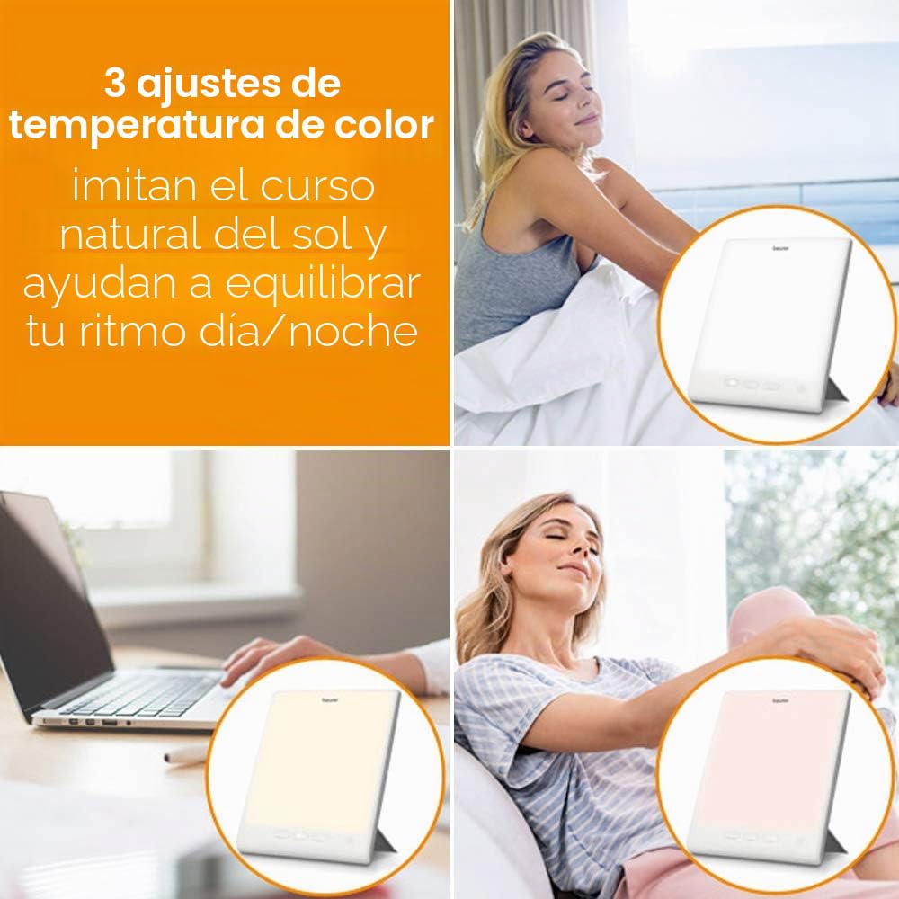 Beurer TL 45 Perfect Day lámpara de día, simulación de luz del día, con 3 temperaturas de color para un ritmo regulado día/noche, iluminación centrada en el humano, ideal para el trabajo o en casa