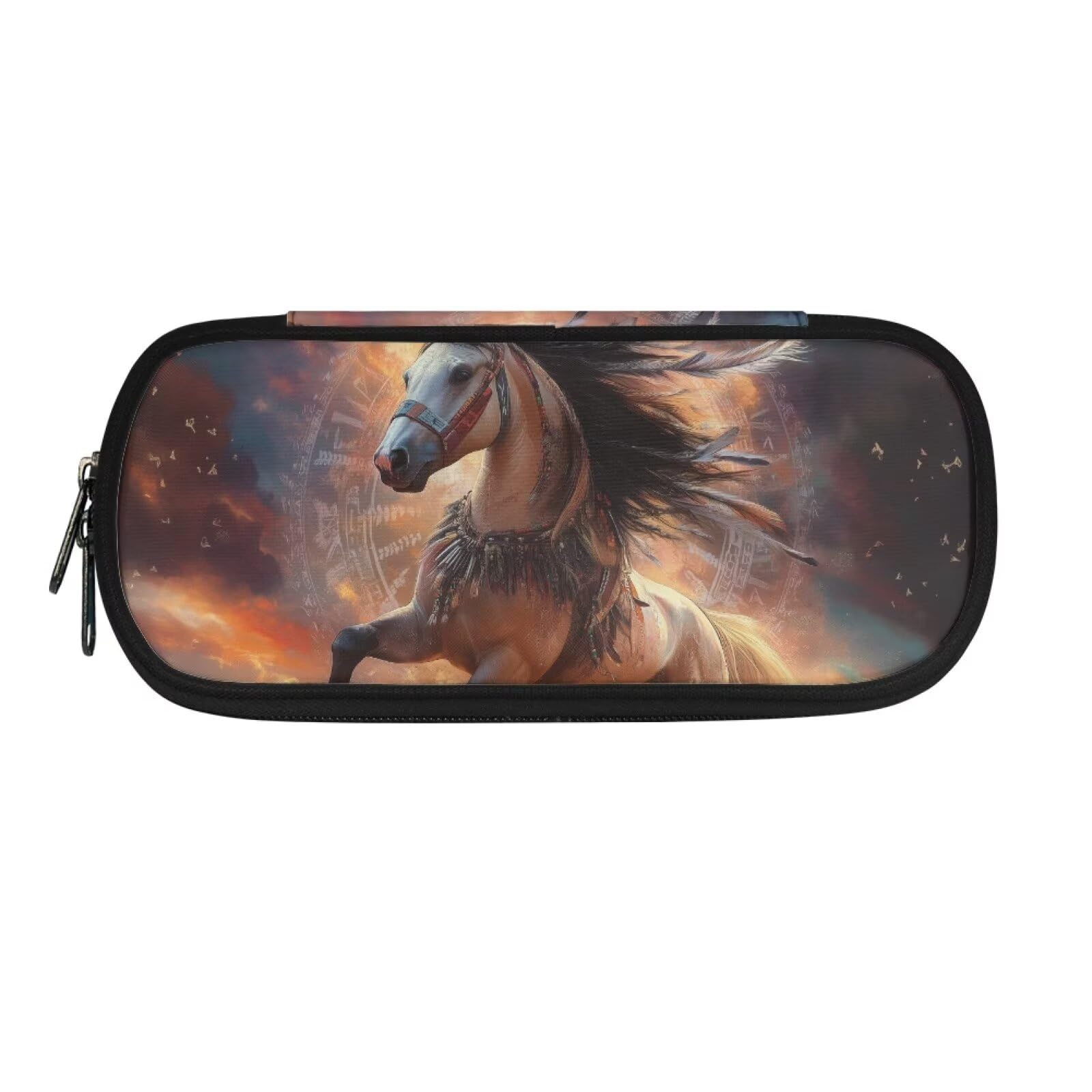 Howilath Horse Riding Pencil Case Kids Back to School Pencil Pouch with Compartments & Double Zipper Big Capacity School Stationery Organizer — image 1
