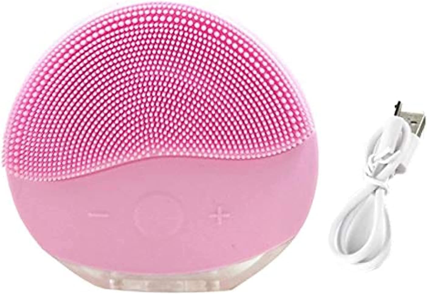 Senelux Facial Cleansing Brush and Face Massager Silicone Ultrasonic Vibrating Facial Brush, Waterproof, Rechargeable and Sonic Electric Face Cleansing Exfoliator for Anti-Aging (Pink)