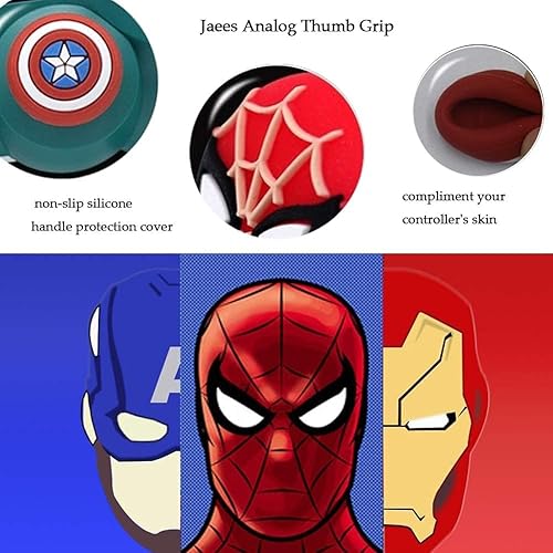 Miniatura 7 de Empuñaduras de pulgar para control de PS5, 8 tapas de joystick de impresión analógica, cubierta de protección de mango de silicona antideslizante