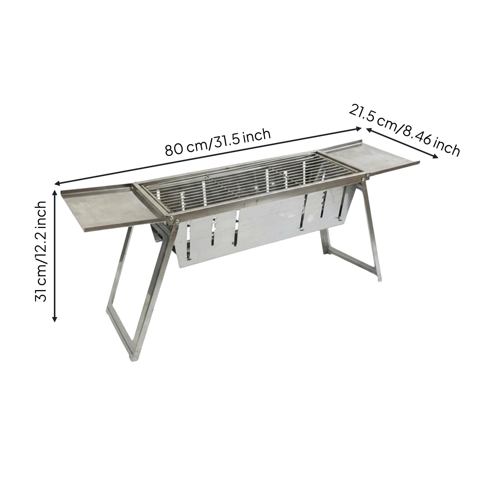 Griglia da Barbecue con Gambe Angolate E Piano Cottura Estensibile da 50 Cm per Uso Portatile in Terrazza Giardino Campeggio Pranzo Allaperto
