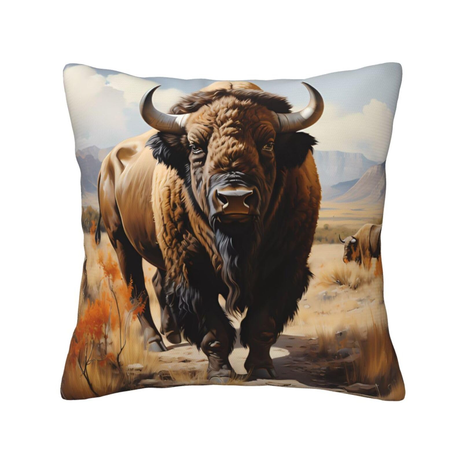 SXZVVBN North American bison herdDecorative Square Sofa Cushion Covers