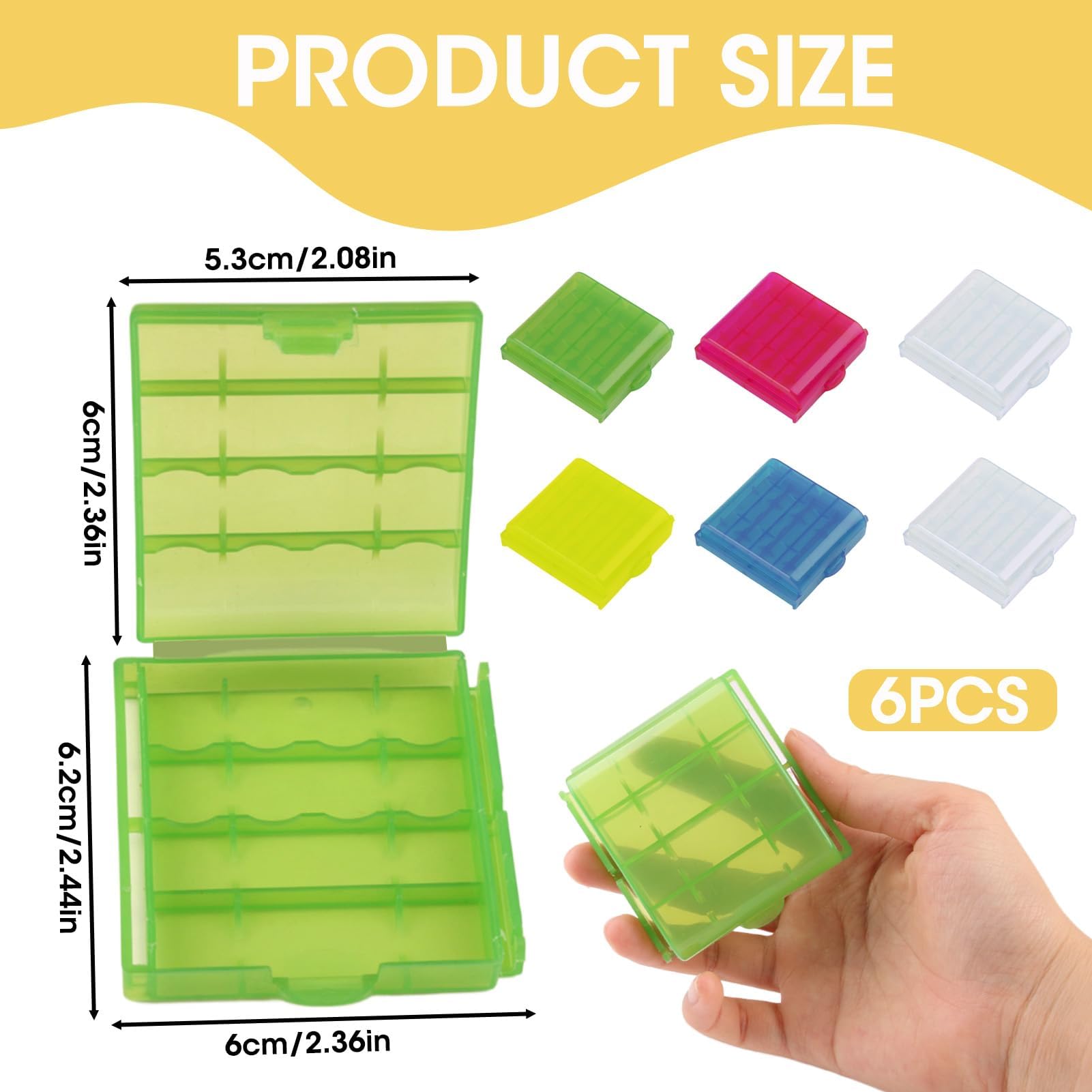 Produktbild von Batteriebox Aus Kunststoff – Aufbewahrungsbox Für AA/AAA-Batterien, 62x60x18 Mm, Platz Für 45 Stück, Transparent, Robust, Perfekt Für Reisen Und Zuhause