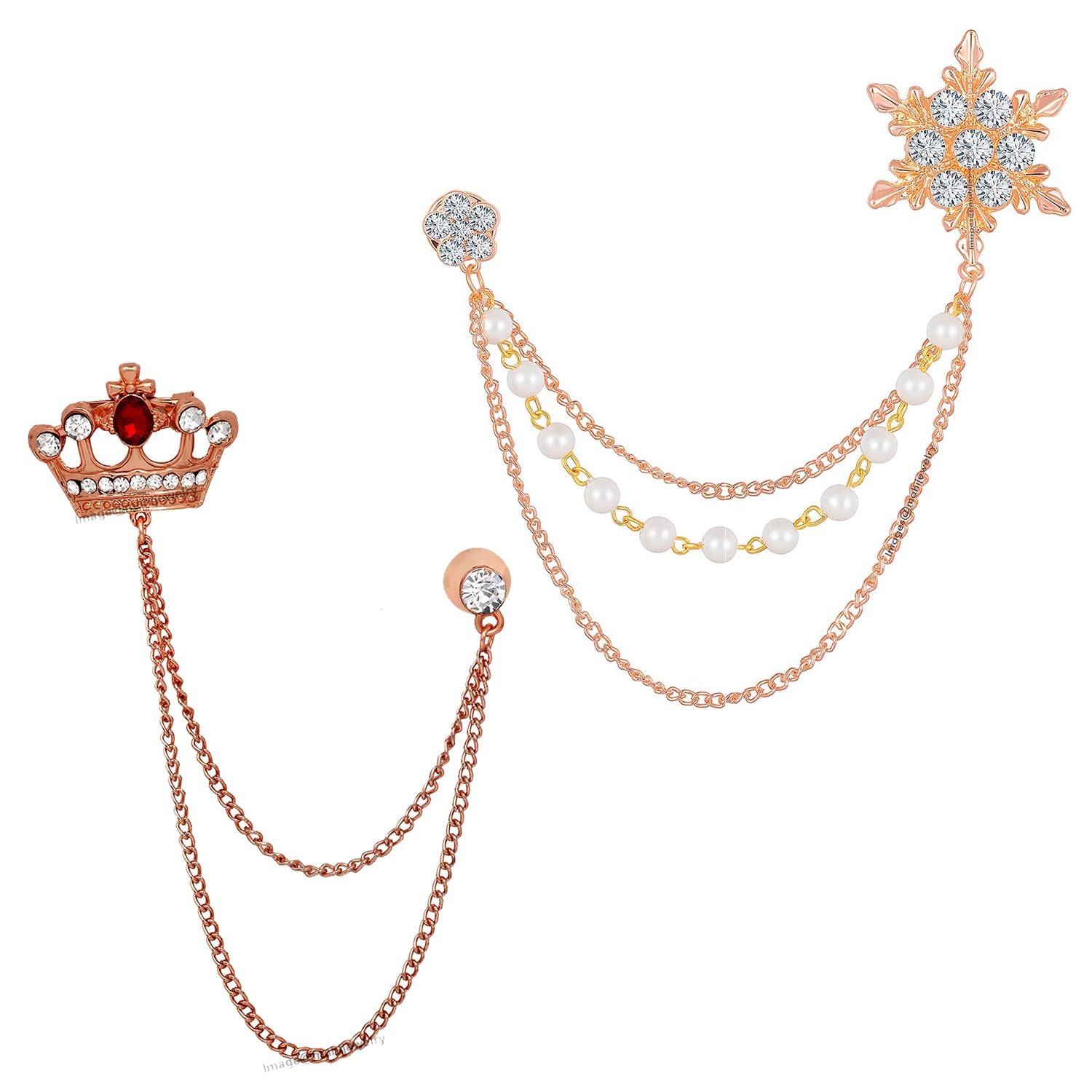 Combo of Double Layer Chain Wedding Occasion Brooch for Men (PACO1105174PR)