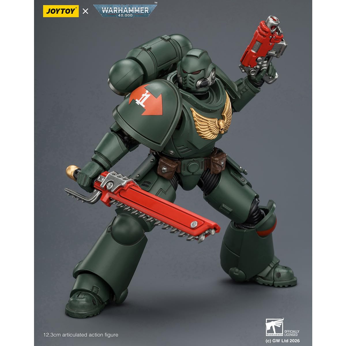 HIPLAY JOYTOY Warhammer 40k Dark Angels Intercessor z Bolterem, Bolterem Pistoletem i Mieczem Łańcuchowym JT03868 Zestaw Figurek Akcji w Skali 1/18