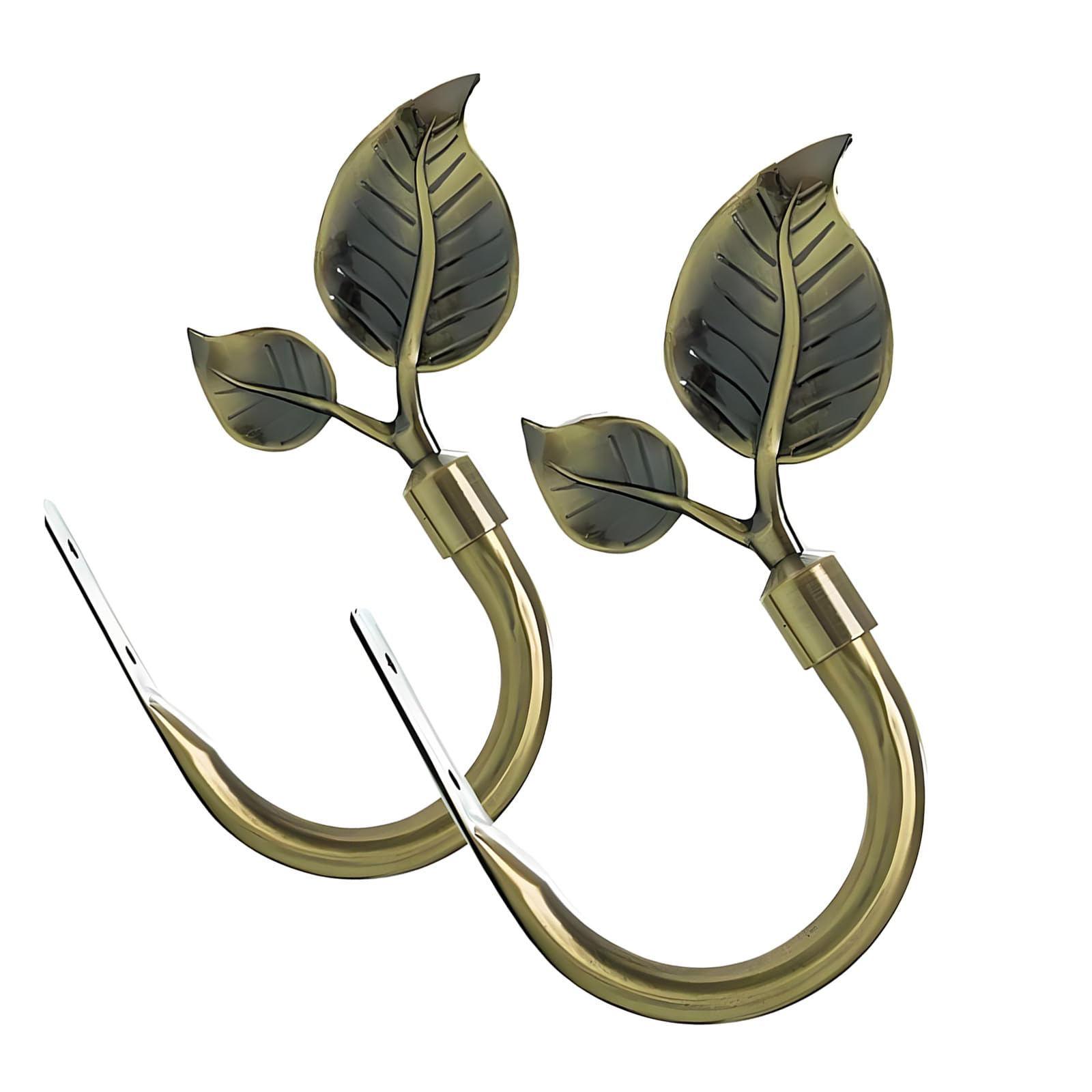 Oxxggkao Curtain Tiebacks & Holdbacks Wall Mounted Leaves Shaped Hooks with Screws Curtain Tie Backs Drapery Pull Backs Tieback Leaves Shaped Hooks Holdbacks
