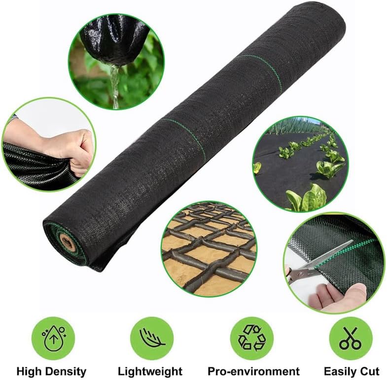 Miniatura 4 de GLIWEN Tela de barrera de malezas de 3 pies x 100 pies, resistente, alfombrilla de jardinería de alta calidad, tela tejida para control de malezas