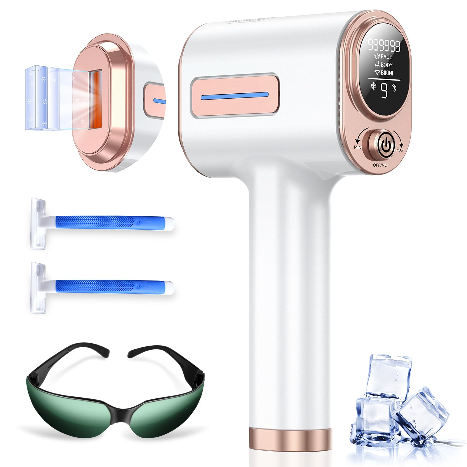 Laser Hair Removal, 999,900+ Flashes IPL Hair Removal Device for Women and Men, Ice-Cooling Painless Laser Hair Removal, At-Home Hair Remover for Armpits Back Facial Legs Arms Bikini Line