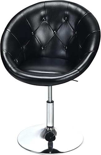 MAT EXPERT Vanity Chair with Adjustable Height, Armless Makeup Chair with Chrome Frame & Ergonomic Backrest, Modern 360Swivel Accent Chair for