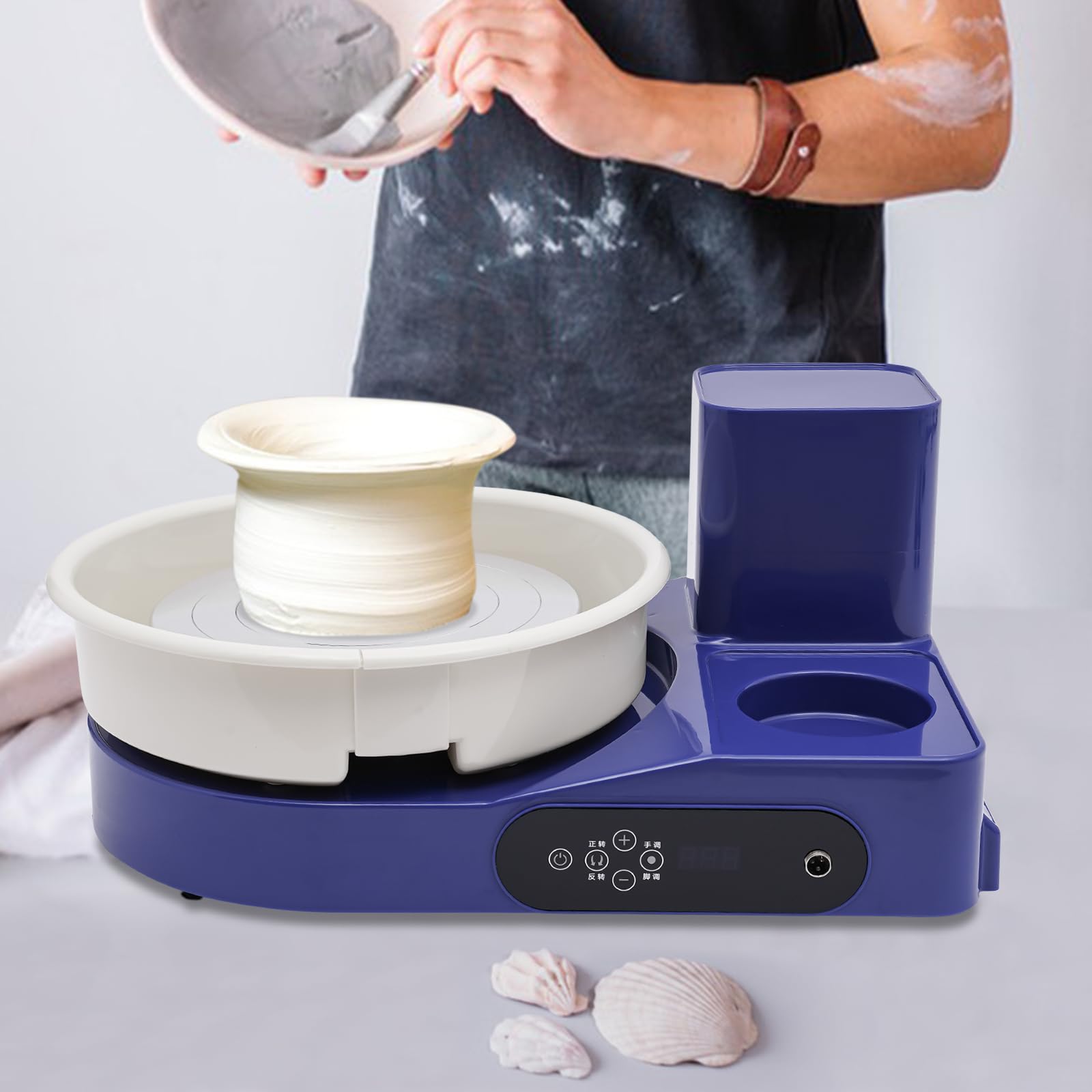Pottery Wheel Ceramic Machine,200W 10 inch Electric Dual-use Pottery Machine with Detachable Basin, Ceramic Machine with Foot Pedal & LCD Screen