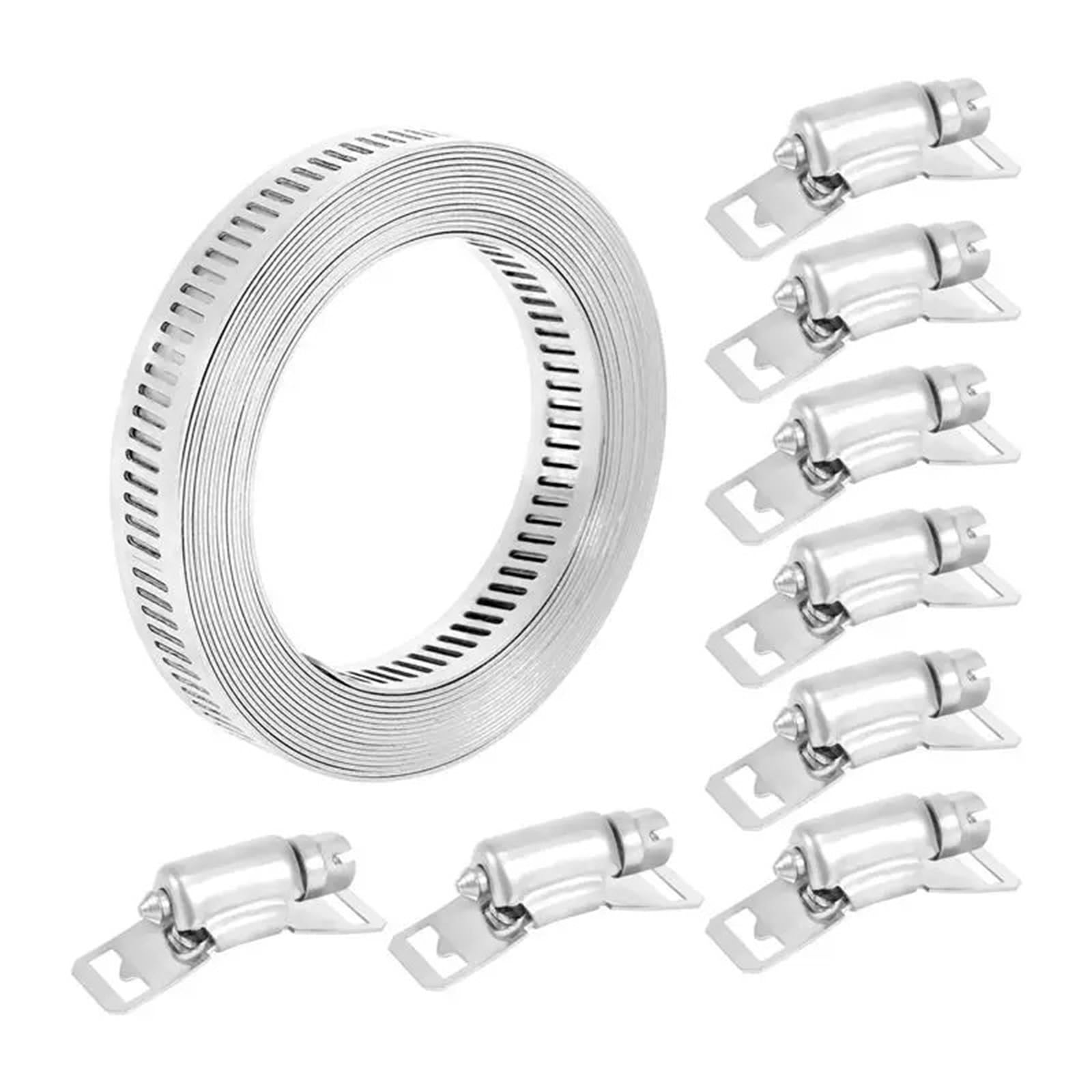 3set Stainless Steel Worm Clamp Hose Strap with Fasteners Adjustable DIY Pipe Ducting for Tube