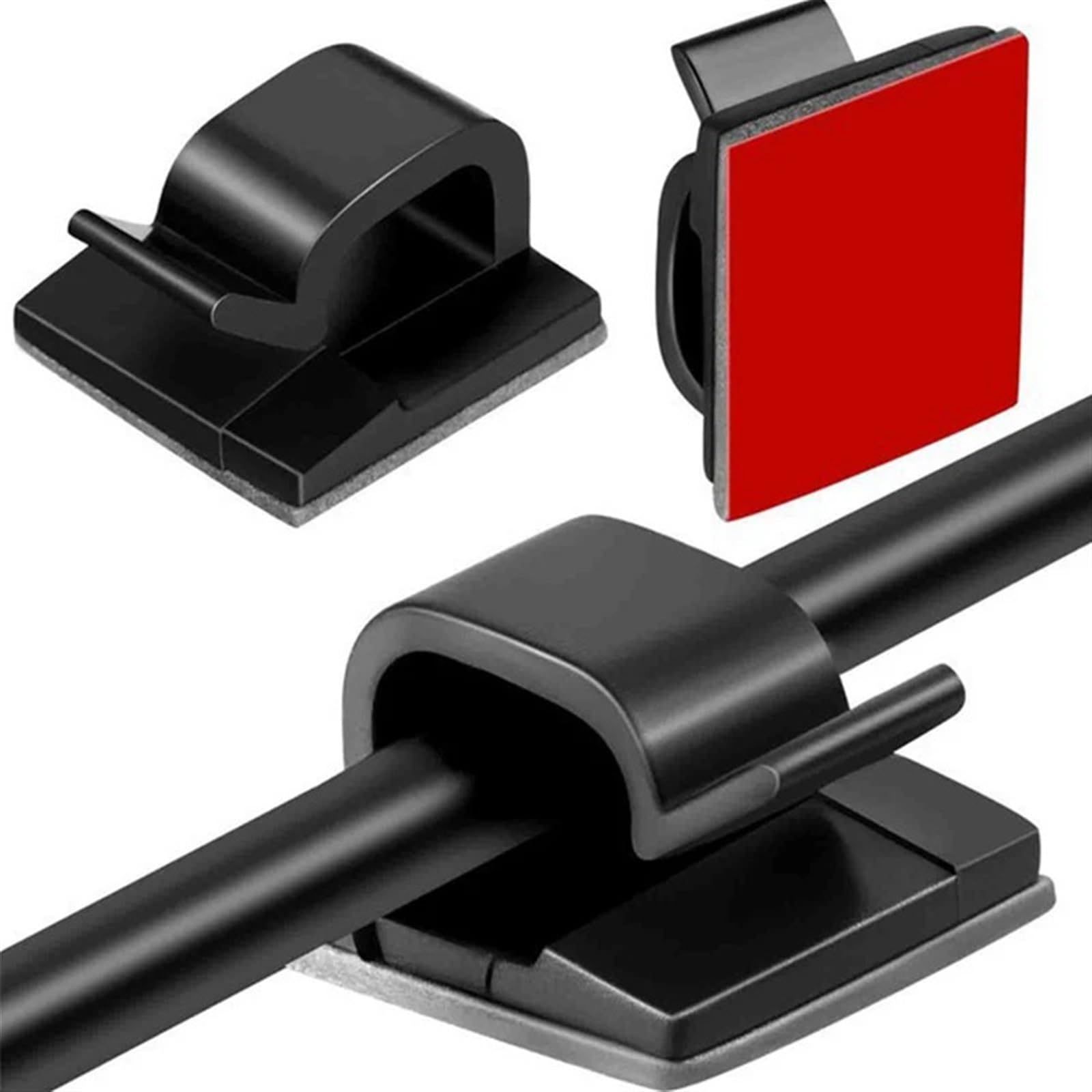 50/100 Stück Kabel-Organizer-Clips for USB-Ladedatenleitungen, Spulenwickler, wandmontierter Kabelhalter, selbstklebender Kabelclip(50Pcs-Black)