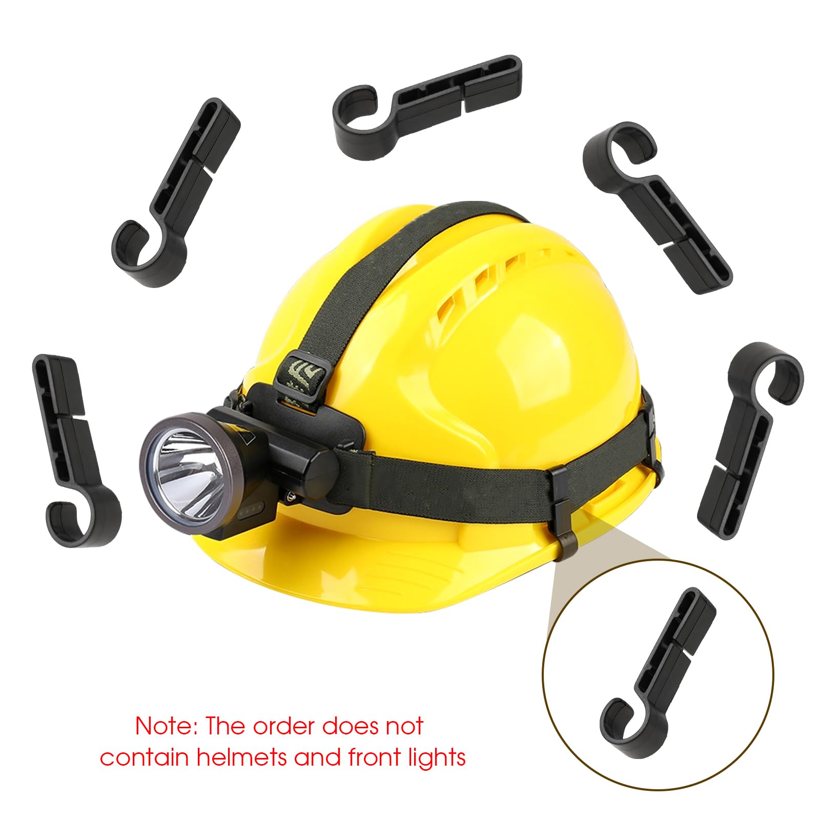 52 stuks helmclips voor koplampen, zwarte hoofdlampen, clips, hardhat, helm-koplampclips, koplamphaken, geschikt voor alle soorten koplampen, veiligheidshelm harde hoed-zaklampen