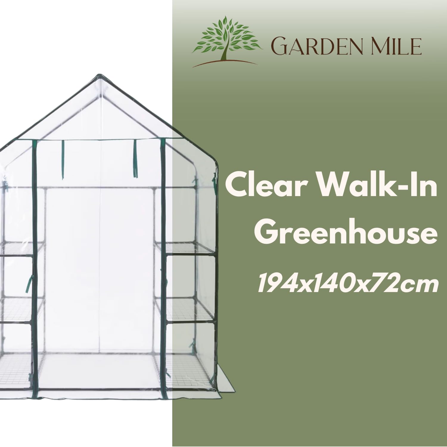 Garden Mile® Jardín crecer Walk In Invernadero Poly Cloche Seedling Tunnel Tomate para vegetales Fruta Planta Crecimiento Protección contra heladas Estación de plantación Tienda de campaña Propagador