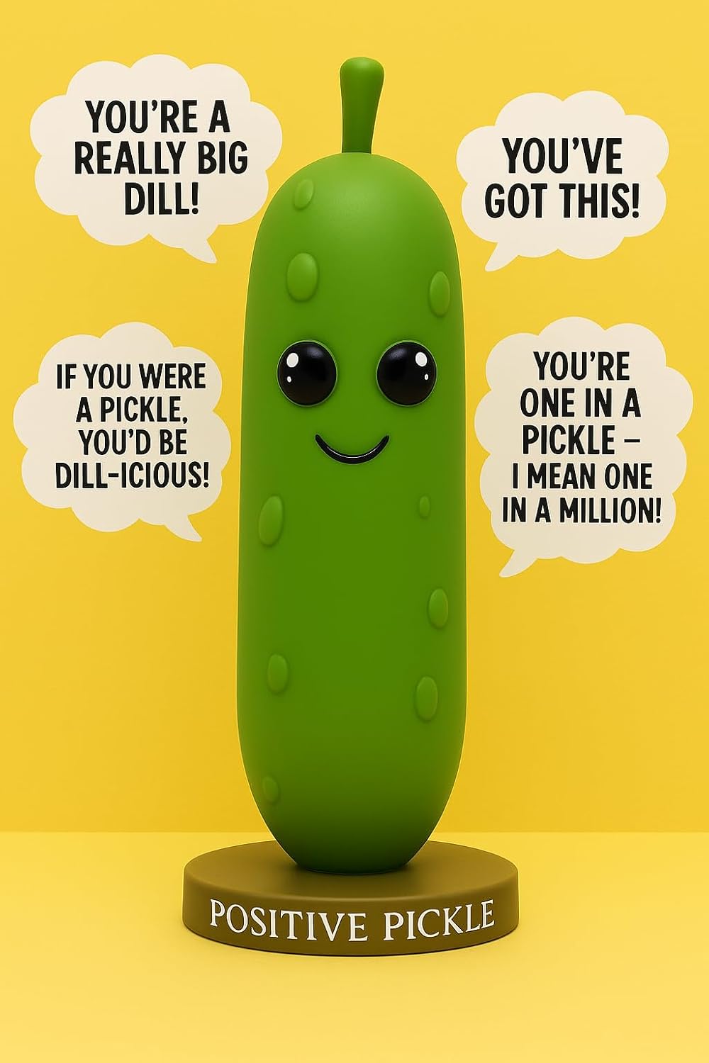 NPW Pickle Sound Machine – Dillon The Positive Talking Pickle, Funny Desk Toy & Motivational Prank Gift for Stress Relief (16 Uplifting Phrases)