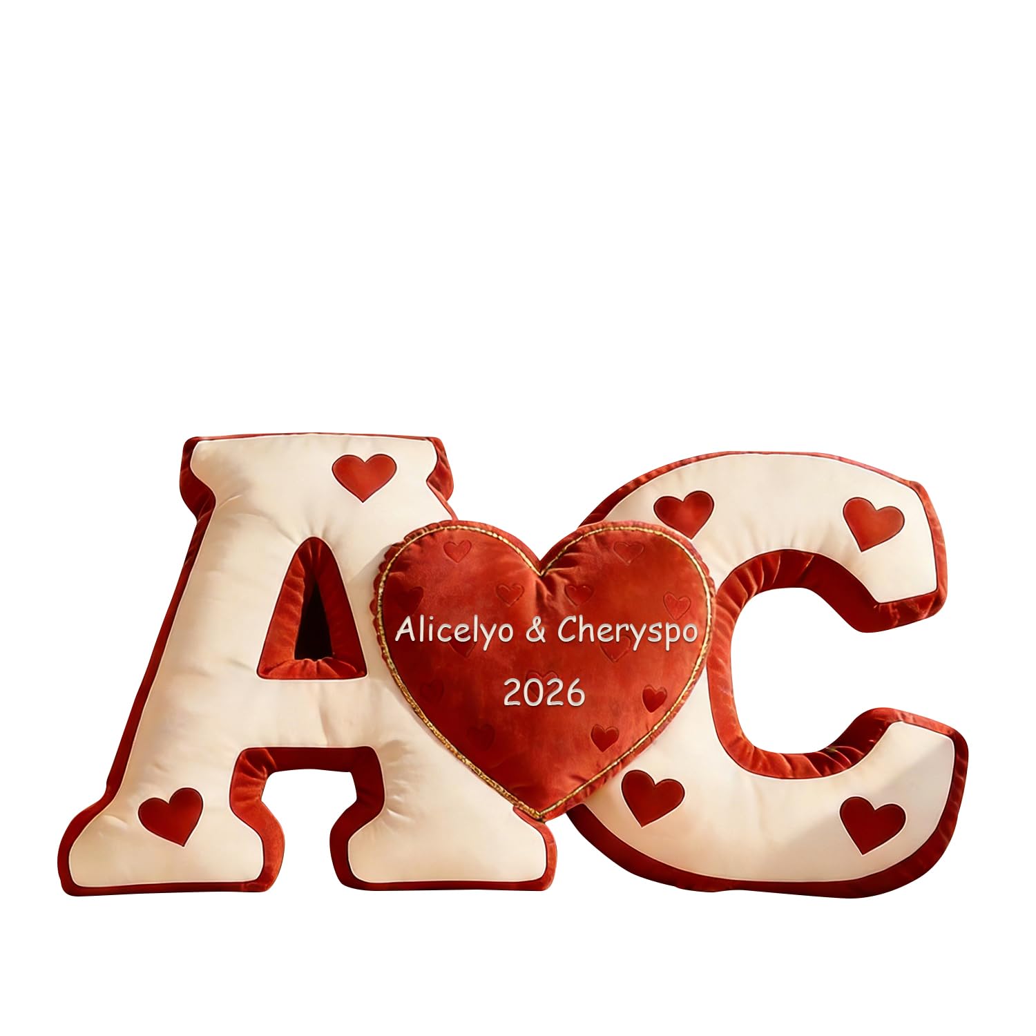 Cuscino per coppia di cuori con lettera personalizzata, cuscino con iniziale del nome, stampa 2D, cuscino decorativo per San Valentino, per divano, soggiorno, letto, Natale, San Valentino, regali di