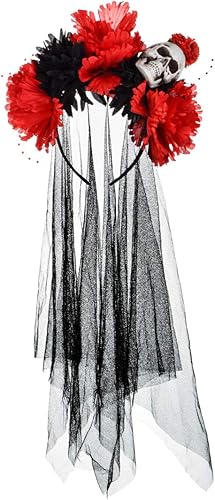 Dia de los Muertos - Disfraz de rosa para mujer, tocado para Halloween, día de los muertos, velo muerto
