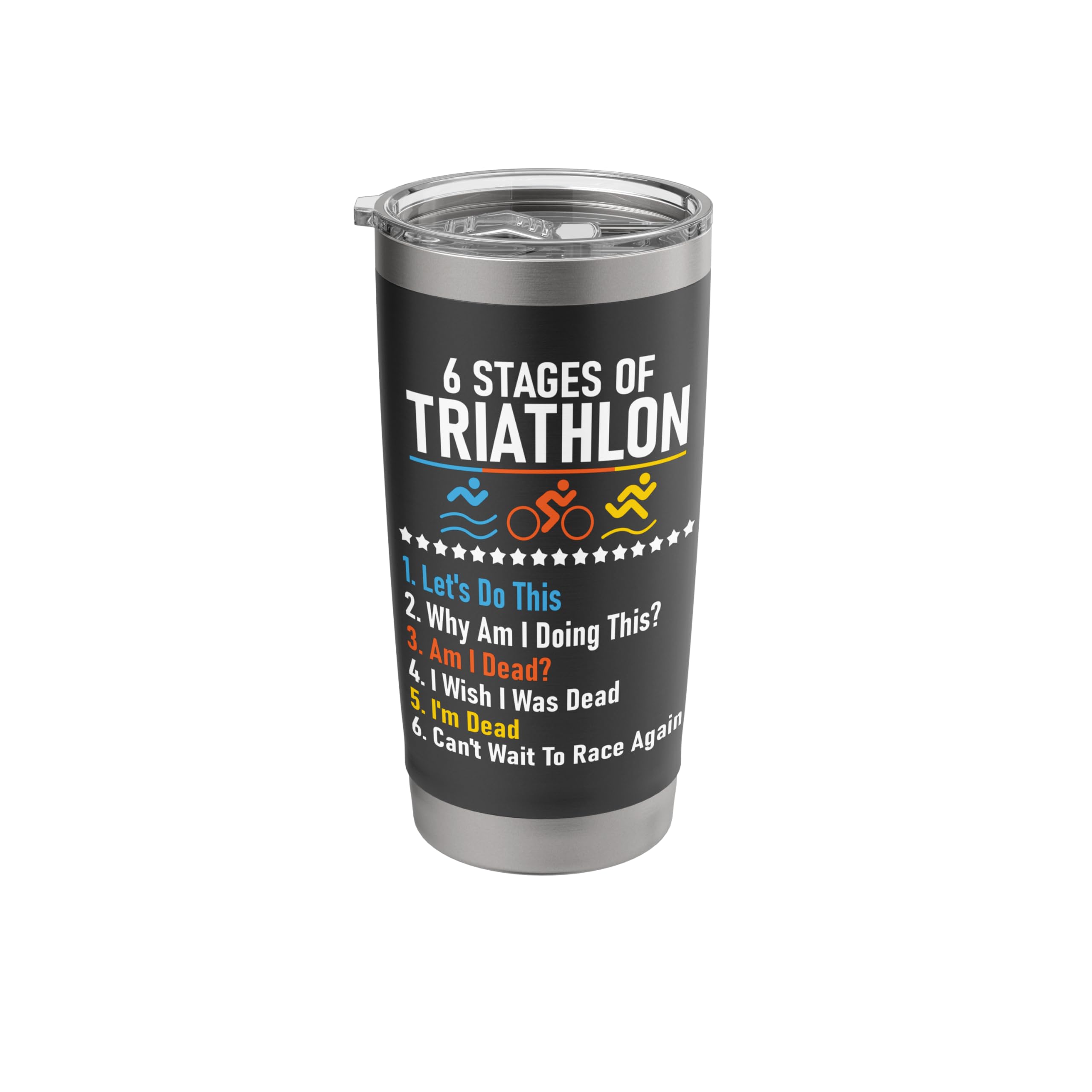 6 Stages Of Triathlon - Athlete Running Swimming Bicycling Stainless Steel Insulated Tumbler