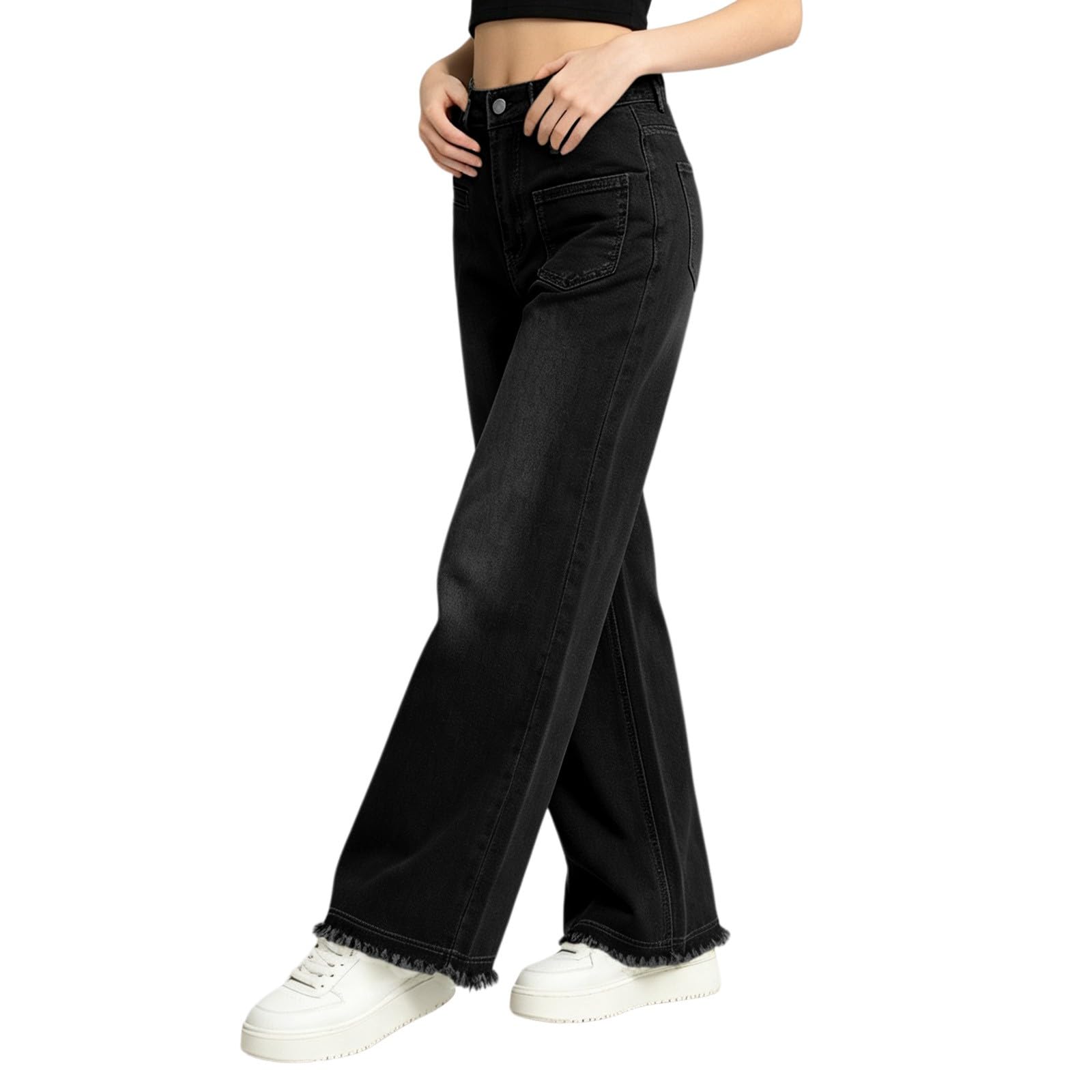 Jeans Baggy Donna Jeans Elasticizzati Casual Leggeri Pantaloni Denim Vita Alta Gamba Larga Curvy Palazzo Pantaloni Baggy Larghi Wide Leg Tempo Libero Streetwear con Tasche Comodi Push Up